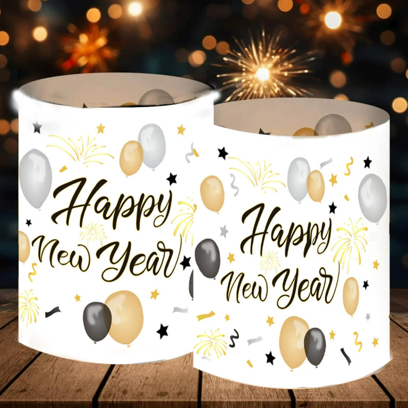 New Year Table Decoration Lantern Shades, Festival Atmosphere Lamp Shades, 12 Pack for Tea Lights, Happy New Year 2027 Party Set