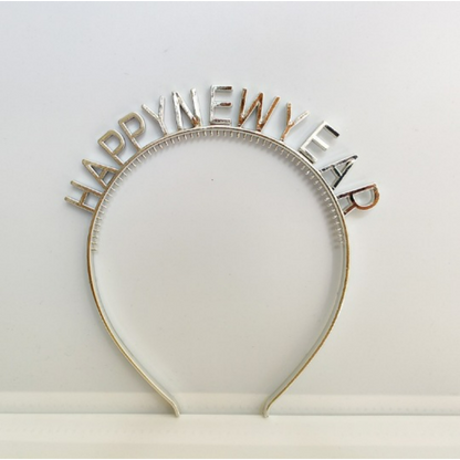 Silver Happy New Year letter headband