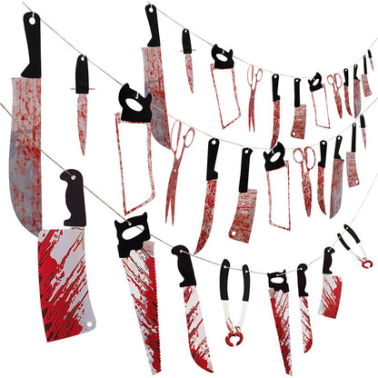 🔪 Paper Bloody Knife Garland | Halloween Haunted House Decoration | Hanging Props