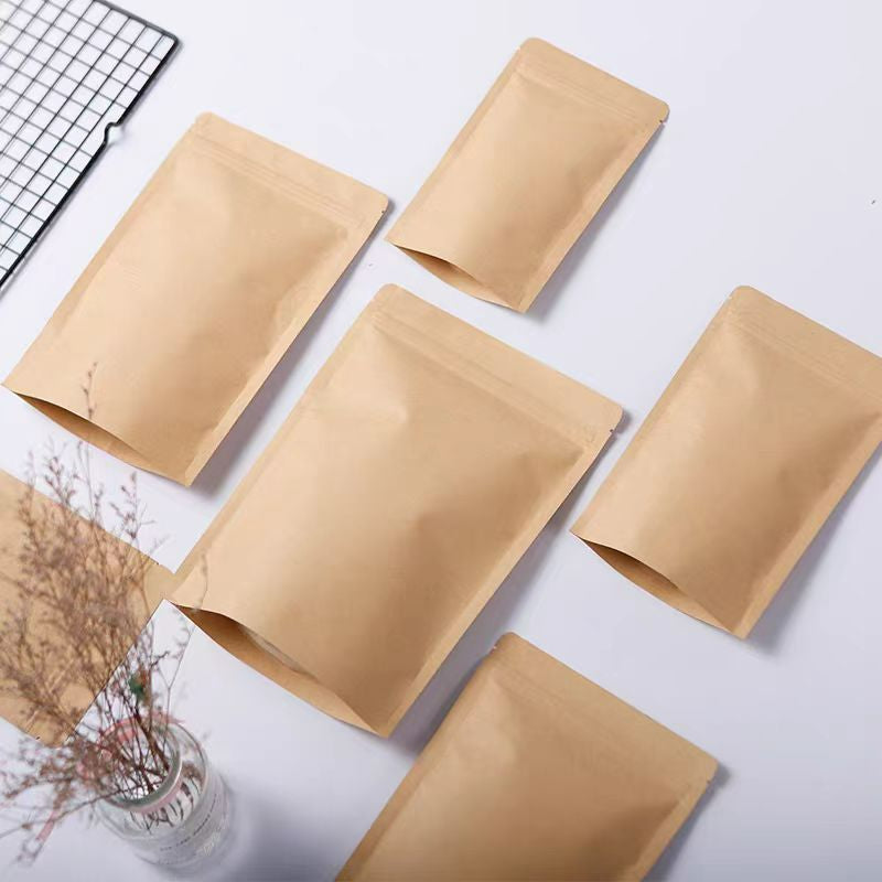 Foil-lined flat pouch fanned-out flat pouches with open tops