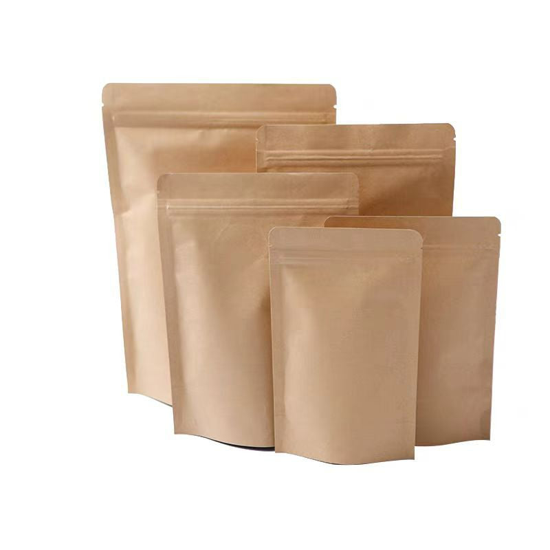 Foil-lined flat pouch tiered lineup in graduated sizes