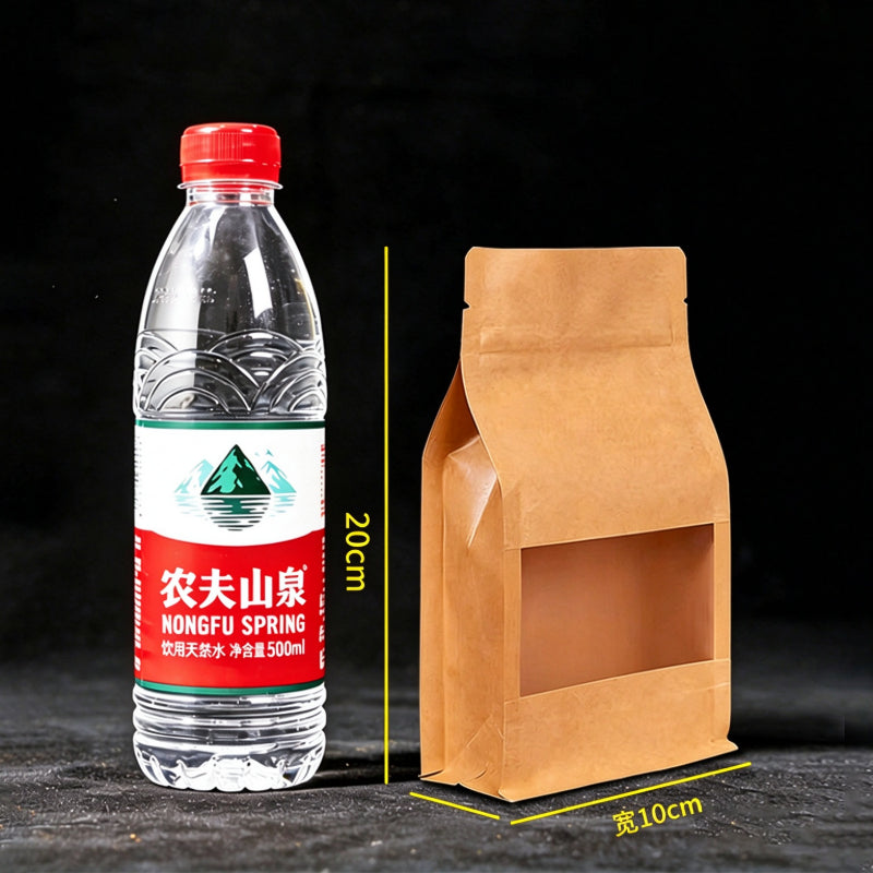 Flat bottom pouch compact 10x20cm upright with matte window