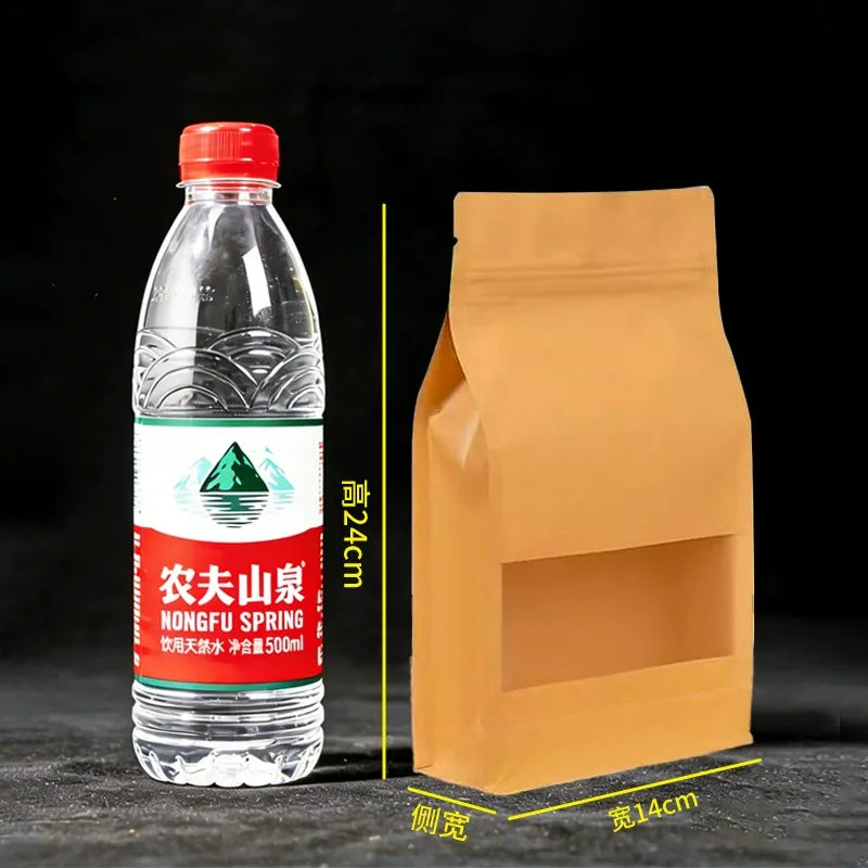 Flat bottom pouch standard 14x24cm upright with matte window