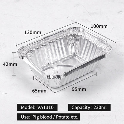 Aluminum foil container 230ml compact rectangular tray with curled rim