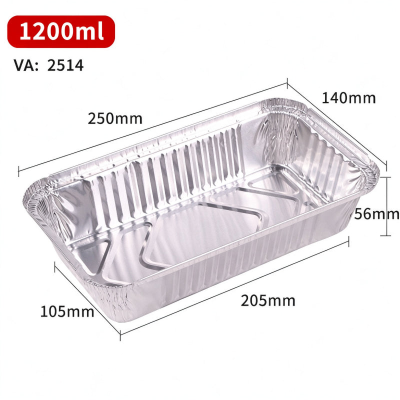 Aluminum foil container 1200ml elongated rectangular food tray