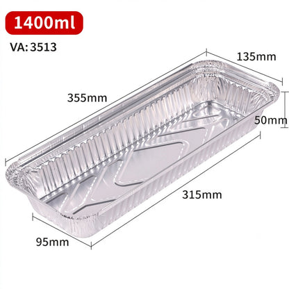 Aluminum foil container 1400ml extra-long rectangular grilled fish pan