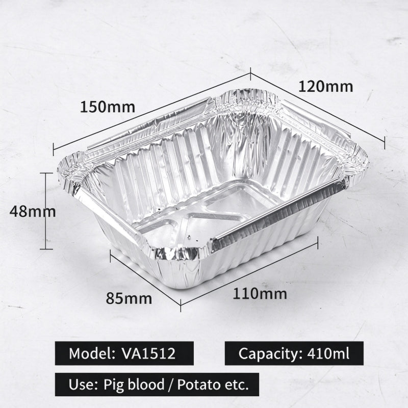 Aluminum foil container 410ml small rectangular takeout meal box