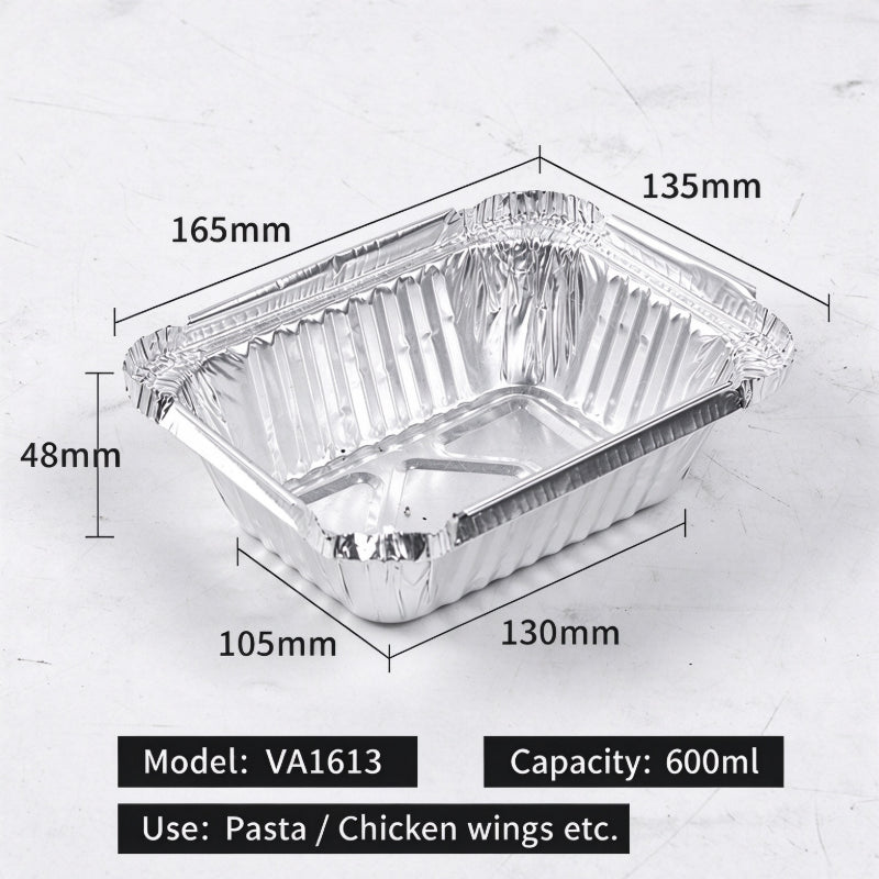 Aluminum foil container 600ml medium rectangular food tray