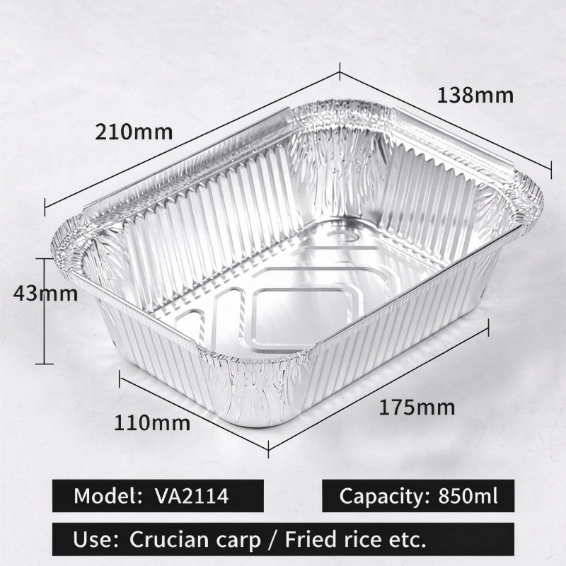 Aluminum foil container 850ml elongated rectangular entree dish
