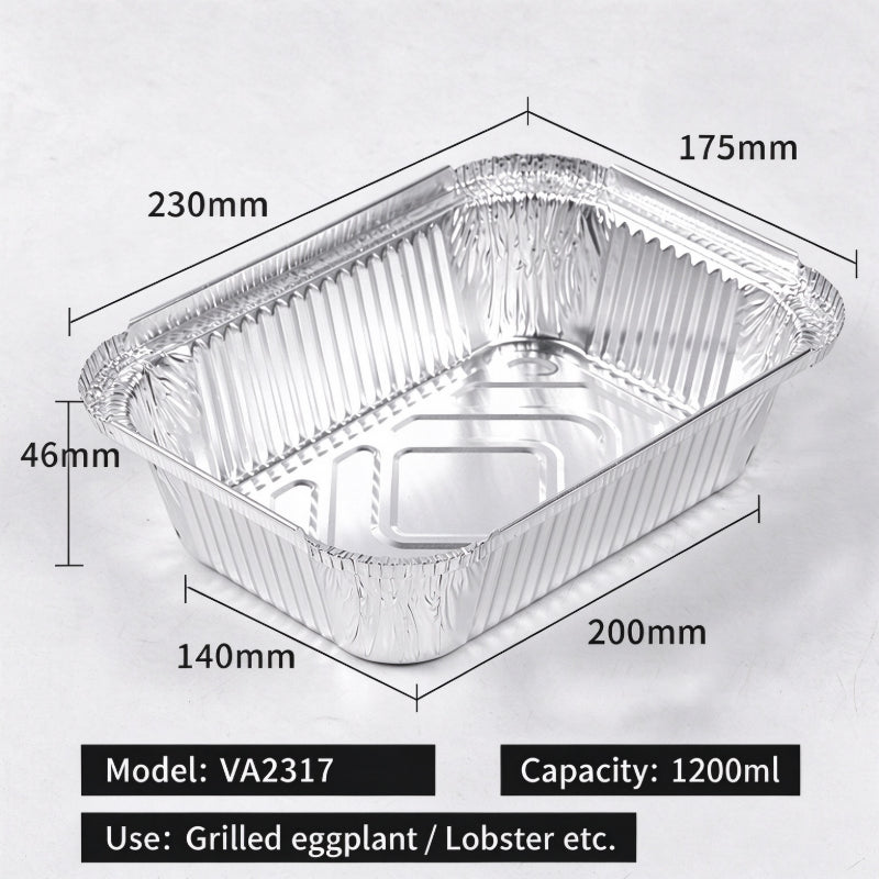Aluminum foil container 1200ml wide rectangular takeout container