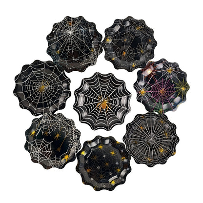 Halloween Spider Web Plate Set – Bulk Disposable Plates for Birthday Party, Haunted House & Themed Event Supplies