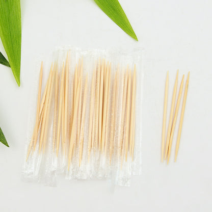 Wrapped bamboo toothpick parallel lineup individual clear protective wraps