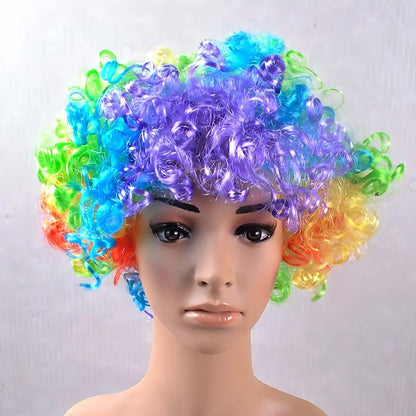 Funny Clown Face Mask with Crazy Hair Wig – Halloween Joker Costume Set for Masquerade Ball, Stage Show & Prank Party