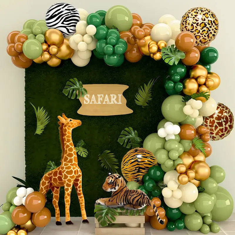 Jungle safari balloon garland kit assembled square backdrop arch