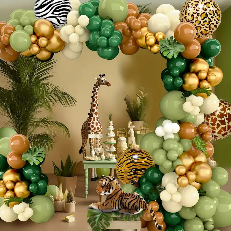 Jungle safari balloon garland kit freestanding entryway arch setup