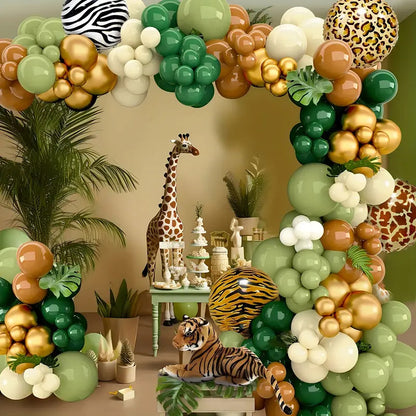 Jungle safari balloon garland kit freestanding entryway arch setup