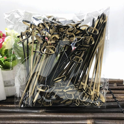 Professional Bamboo Cocktail Picks - Knotted Skewers for Bars & Garnish
