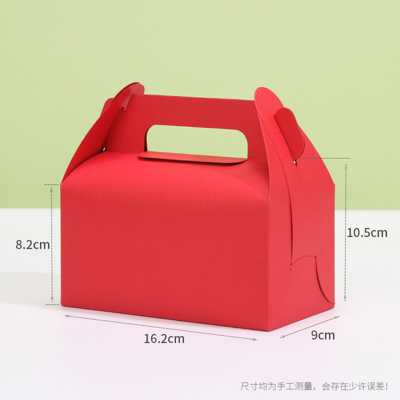 Kraft gable box medium red finish with printed dimension callouts