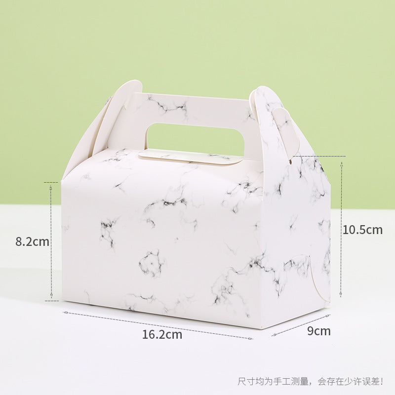 Kraft gable box medium marble pattern finish with printed dimension callouts