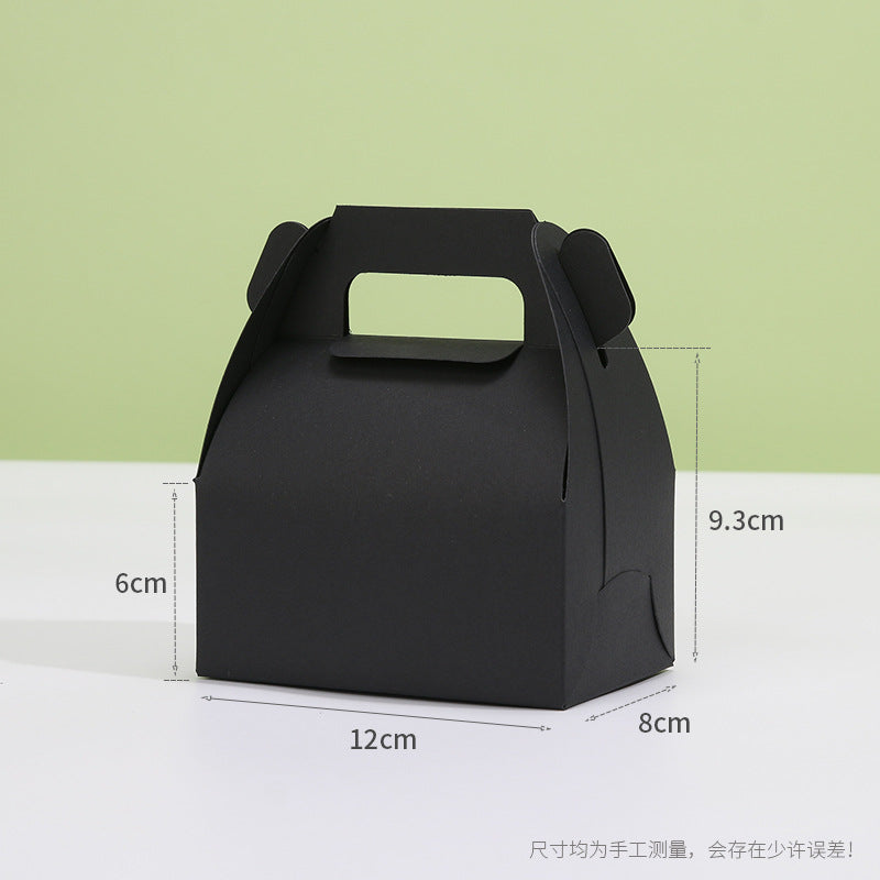 Kraft gable box small black finish with printed dimension callouts