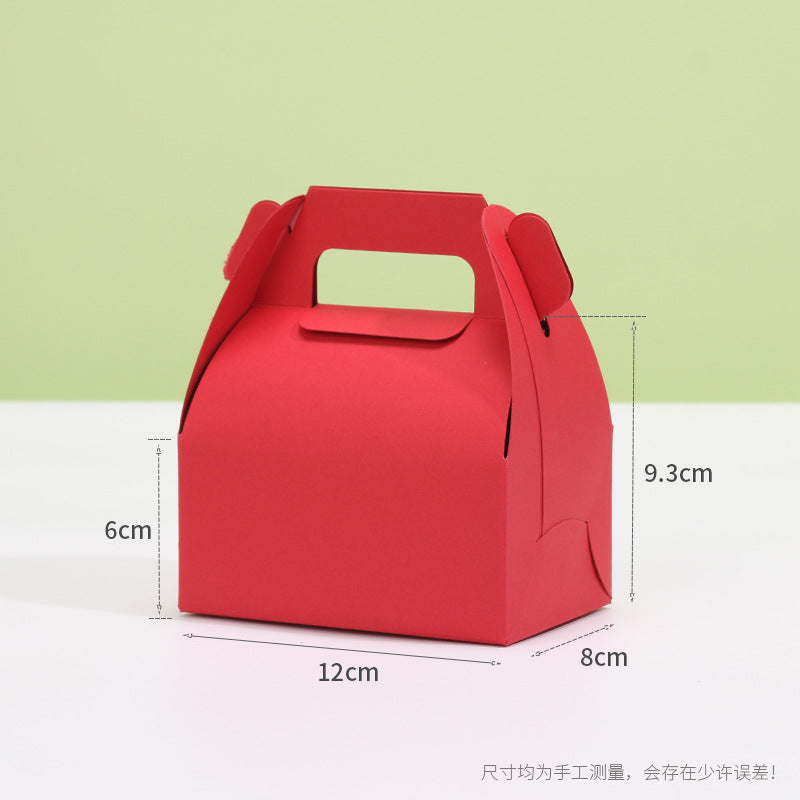 Kraft gable box small red finish with printed dimension callouts