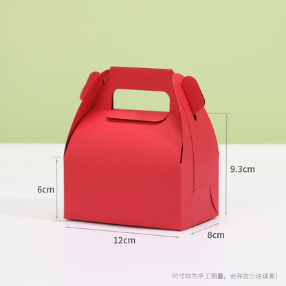 Kraft gable box small red finish with printed dimension callouts
