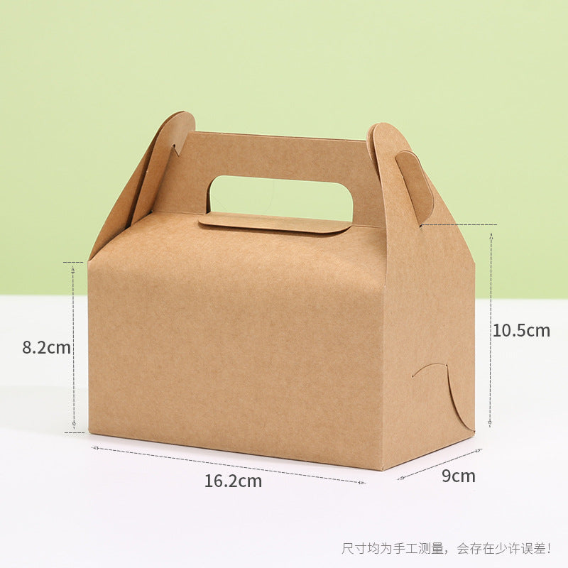 Kraft gable box medium brown finish with printed dimension callouts