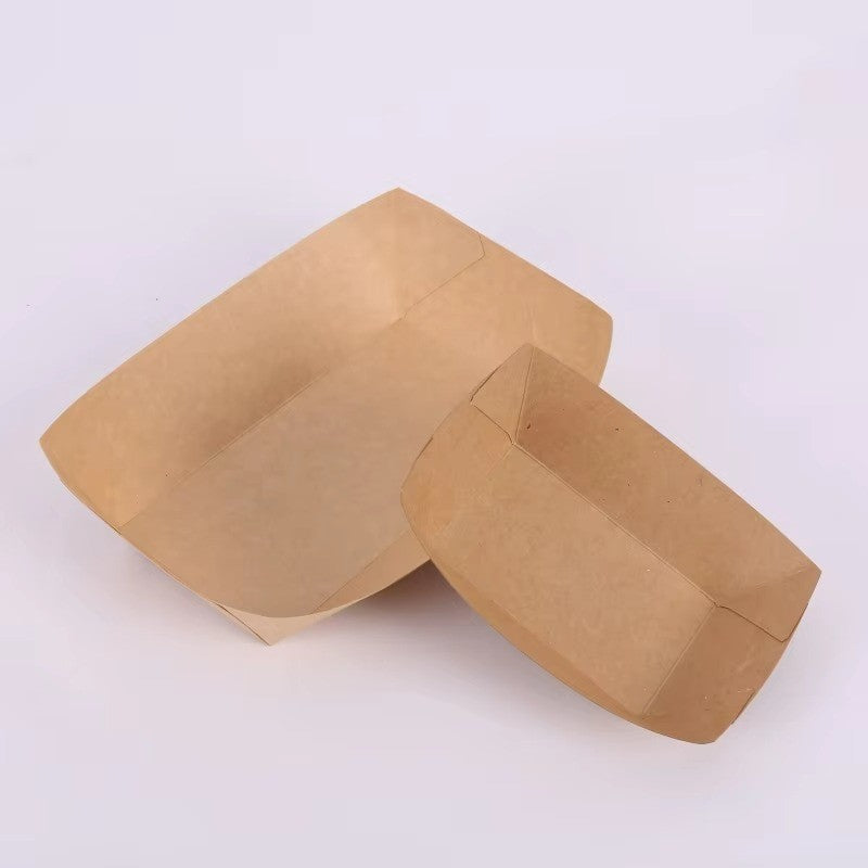 Disposable Kraft Paper Food Trays - Leak-Resistant Takeout Containers for Restaurants