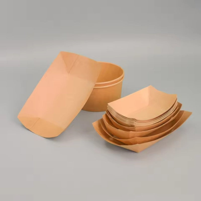 Disposable Kraft Paper Food Trays - Leak-Resistant Takeout Containers for Restaurants