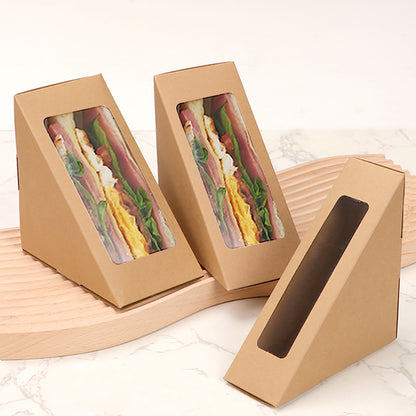 Sandwich wedge box three spine widths showing clear display window visibility