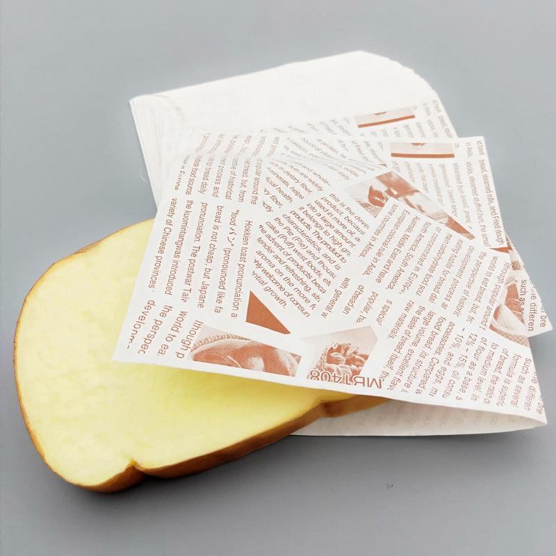 L-shaped greaseproof bag white newspaper print pastry pouch