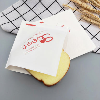 L-shaped greaseproof bag white sweet lettering pastry pouch