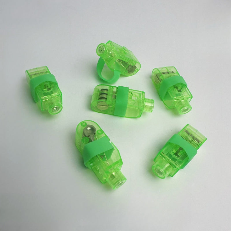 LED finger light translucent green casings with elastic straps