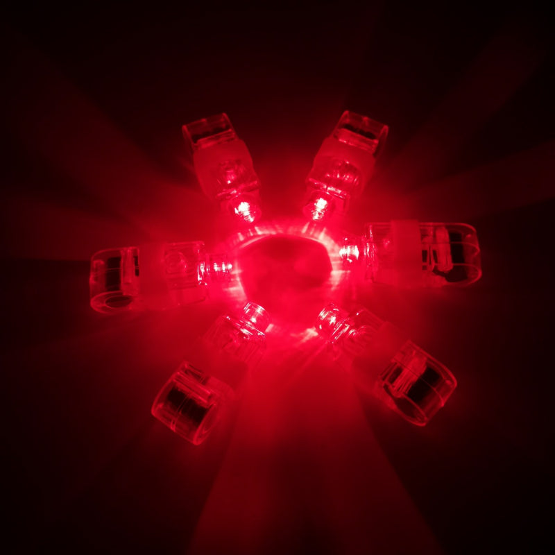 LED finger light radial burst layout with red illumination