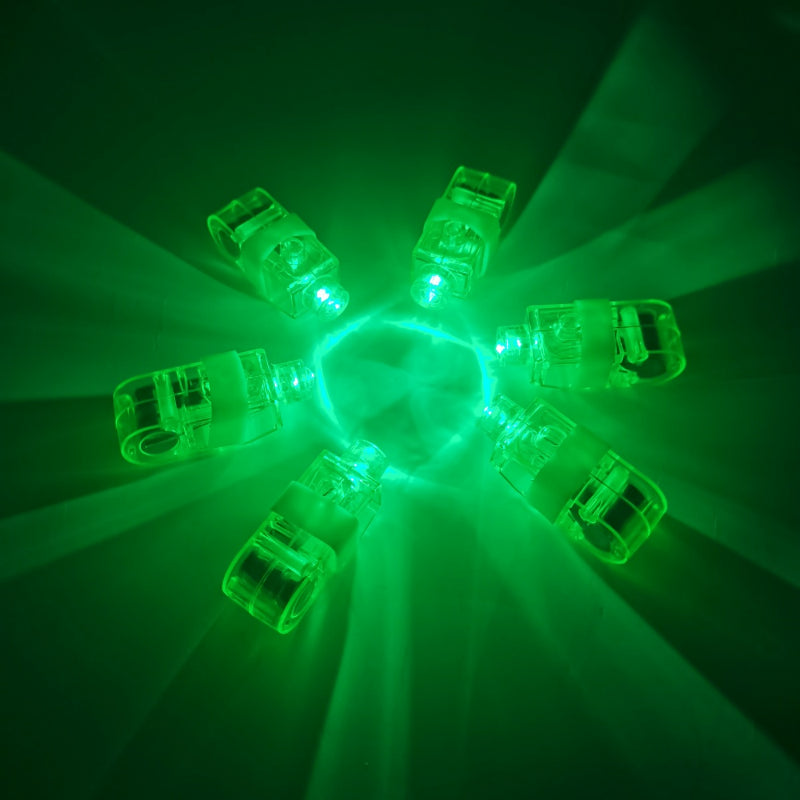 LED finger light radial burst layout with green illumination