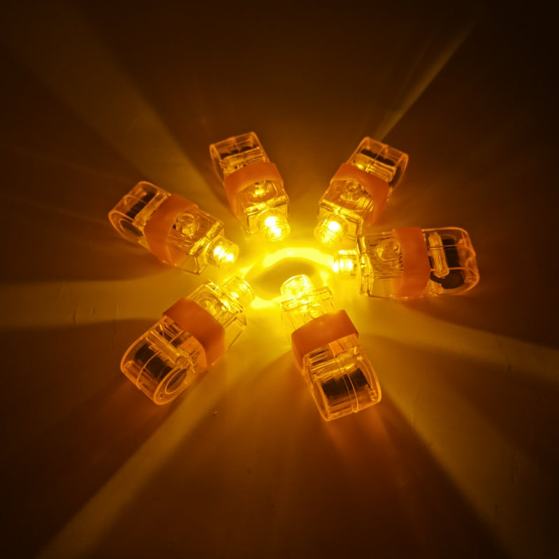 LED finger light radial burst layout with orange illumination