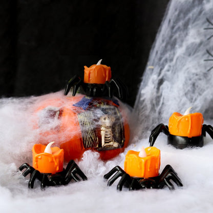 Halloween Spider Lamp & Eyeball Light – LED Flickering Candle, Pumpkin Figurine, Spooky Atmosphere Decor for Haunted House & Party