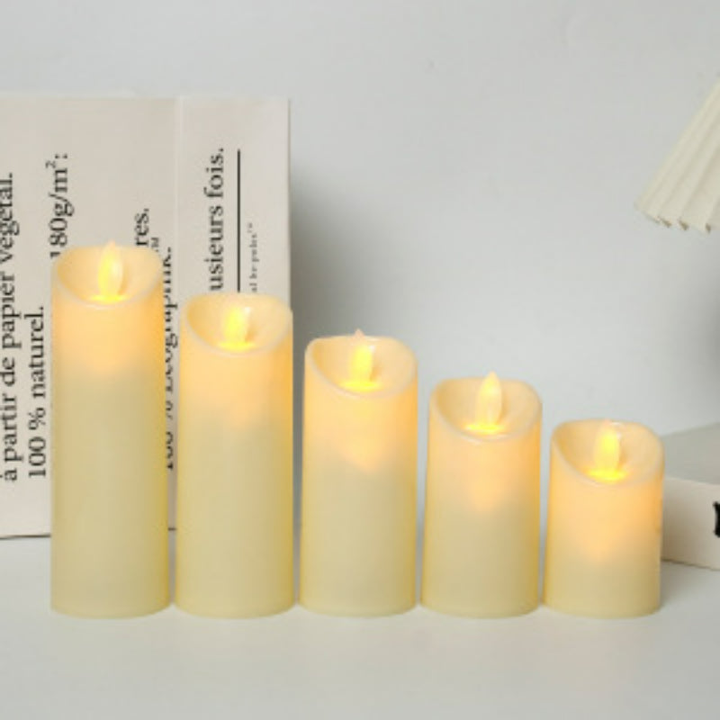 LED pillar candle 5 cm diameter 5-piece set with remote control
