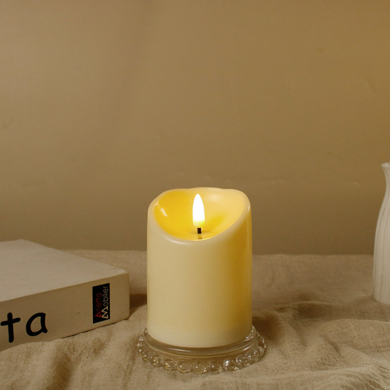 LED pillar candle 7.5x10 cm with stationary bullet wick