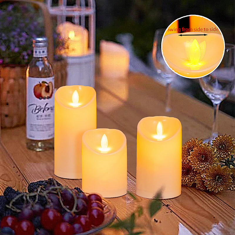 LED pillar candle illuminated dining table centerpiece display