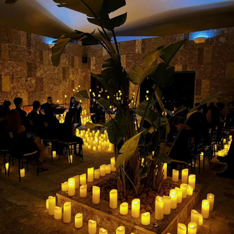 LED pillar candle event aisle floor pathway lighting arrangement