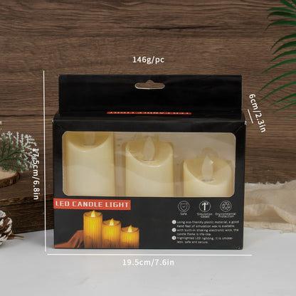 LED pillar candle 5 cm diameter 3-piece tiered set
