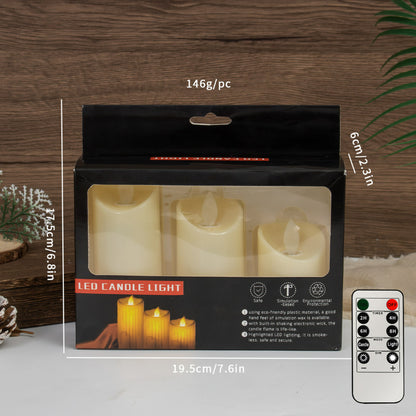 LED pillar candle 5 cm diameter 3-piece set with remote control