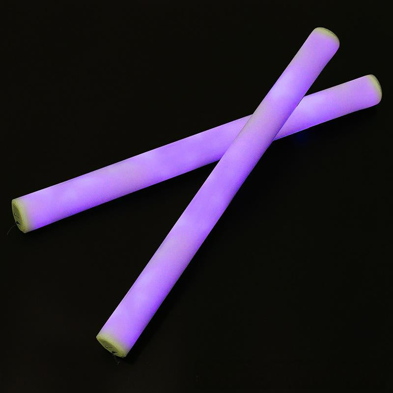 LED foam glow stick crossed pair purple glowing batons