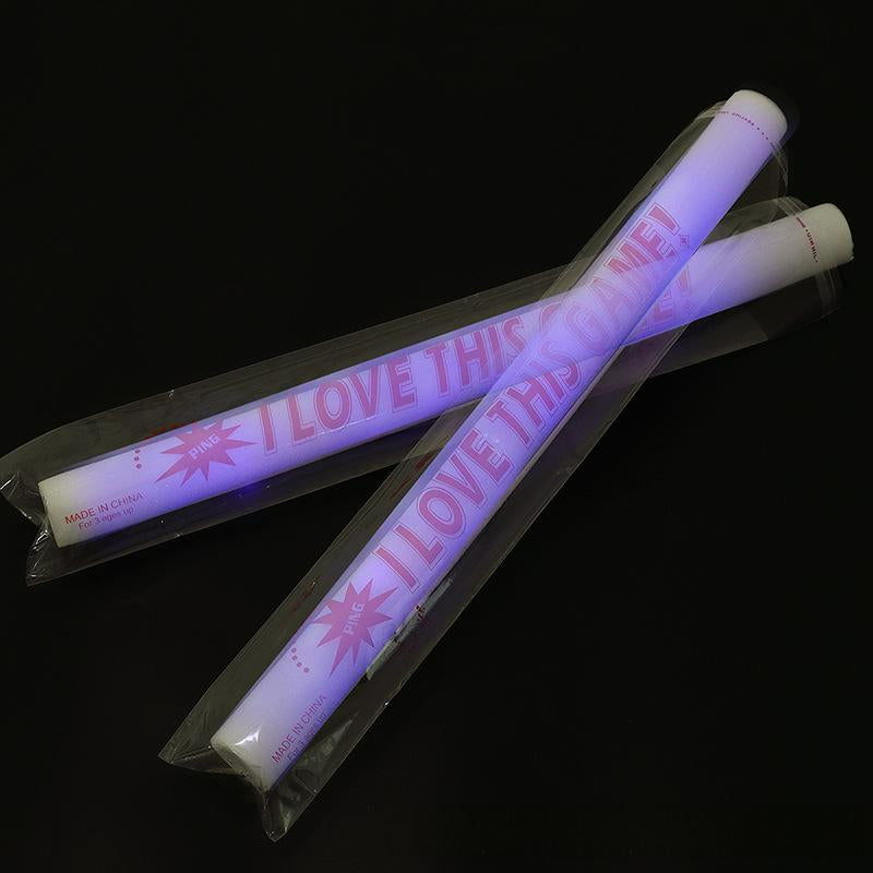 LED foam glow stick purple crossed clear individual polybags