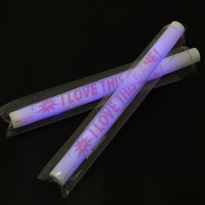 LED foam glow stick purple crossed clear individual polybags