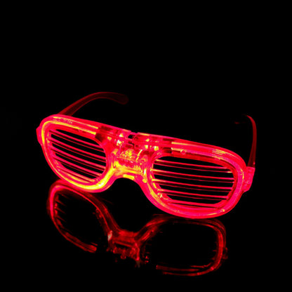 LED shutter glasses red neon illumination angled perspective view