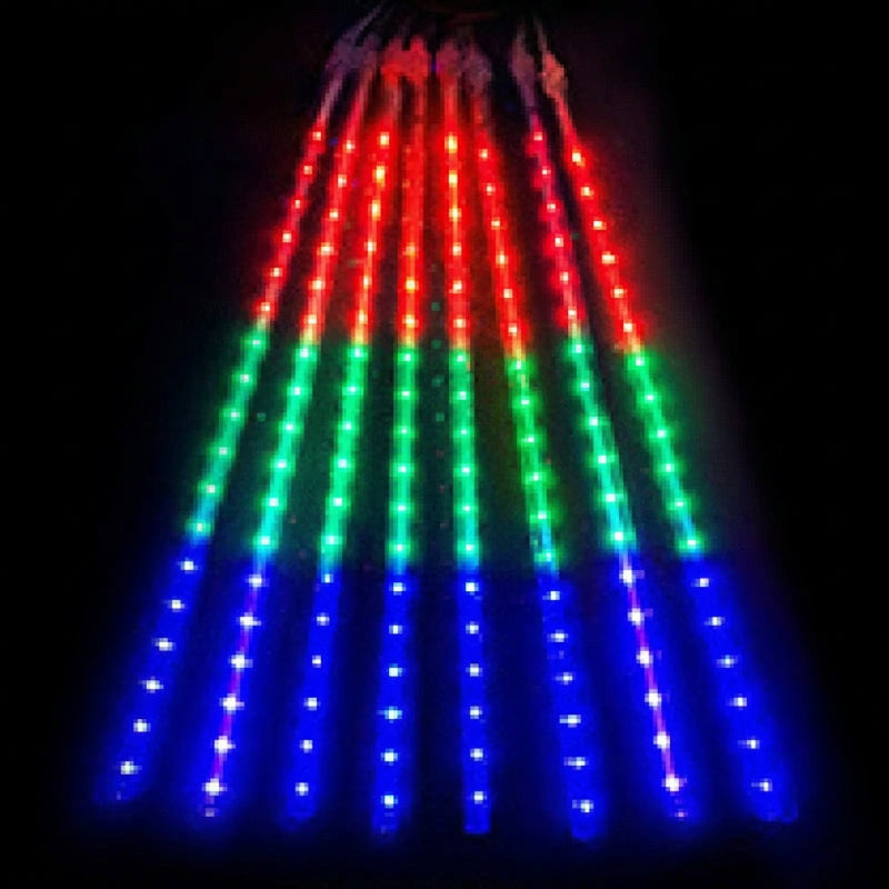 LED meteor shower light fanned tubes multicolor illuminated display