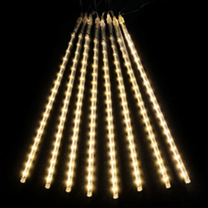 LED meteor shower light fanned tubes warm white illumination