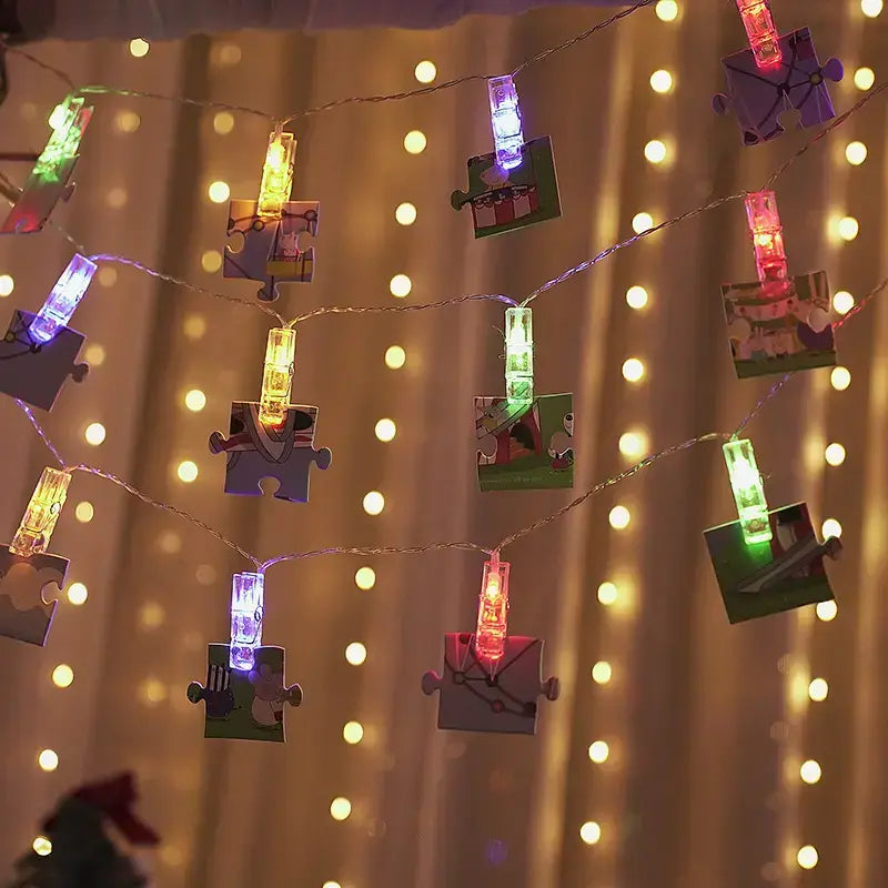 LED photo clip string light vertical curtain multicolor hanging drops